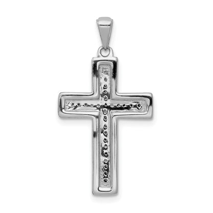10K White Gold Large 1/10 carat Diamond Latin Cross Pendant