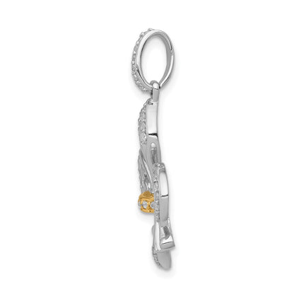 14k Two Tone 1/5 carat Lab Grown Diamond VS/SI+ G+ Complete Fleur De Lis Pendant