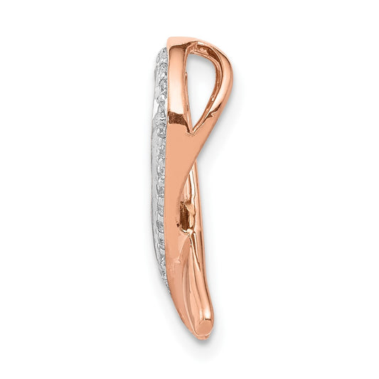 10k Rose Gold 1/10 carat Diamond Awareness Ribbon Chain Slide