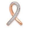 10k Rose Gold 1/10 carat Diamond Awareness Ribbon Chain Slide