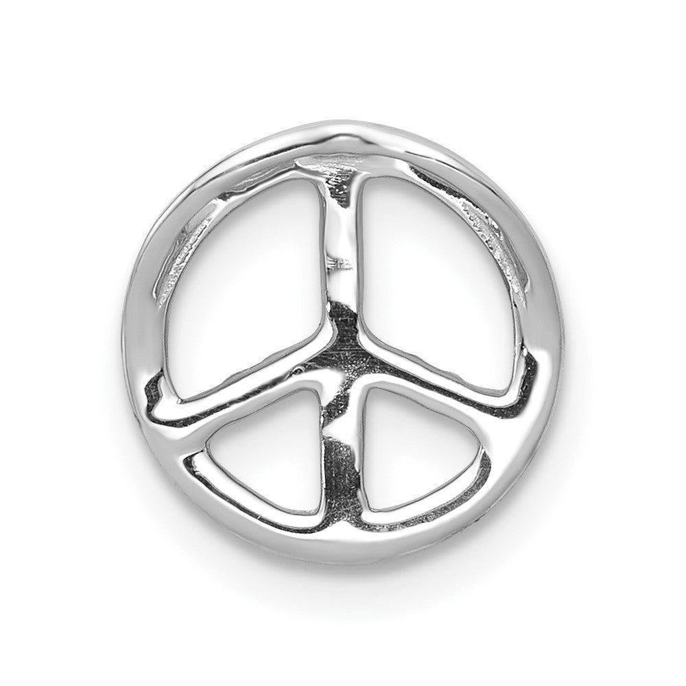 14k White Gold 1/6 carat Lab Grown Diamond VS/SI+ G+ Complete Peace Sign Chain Slide Pendant