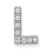 14K  White Gold Diamond Letter L Initial Charm