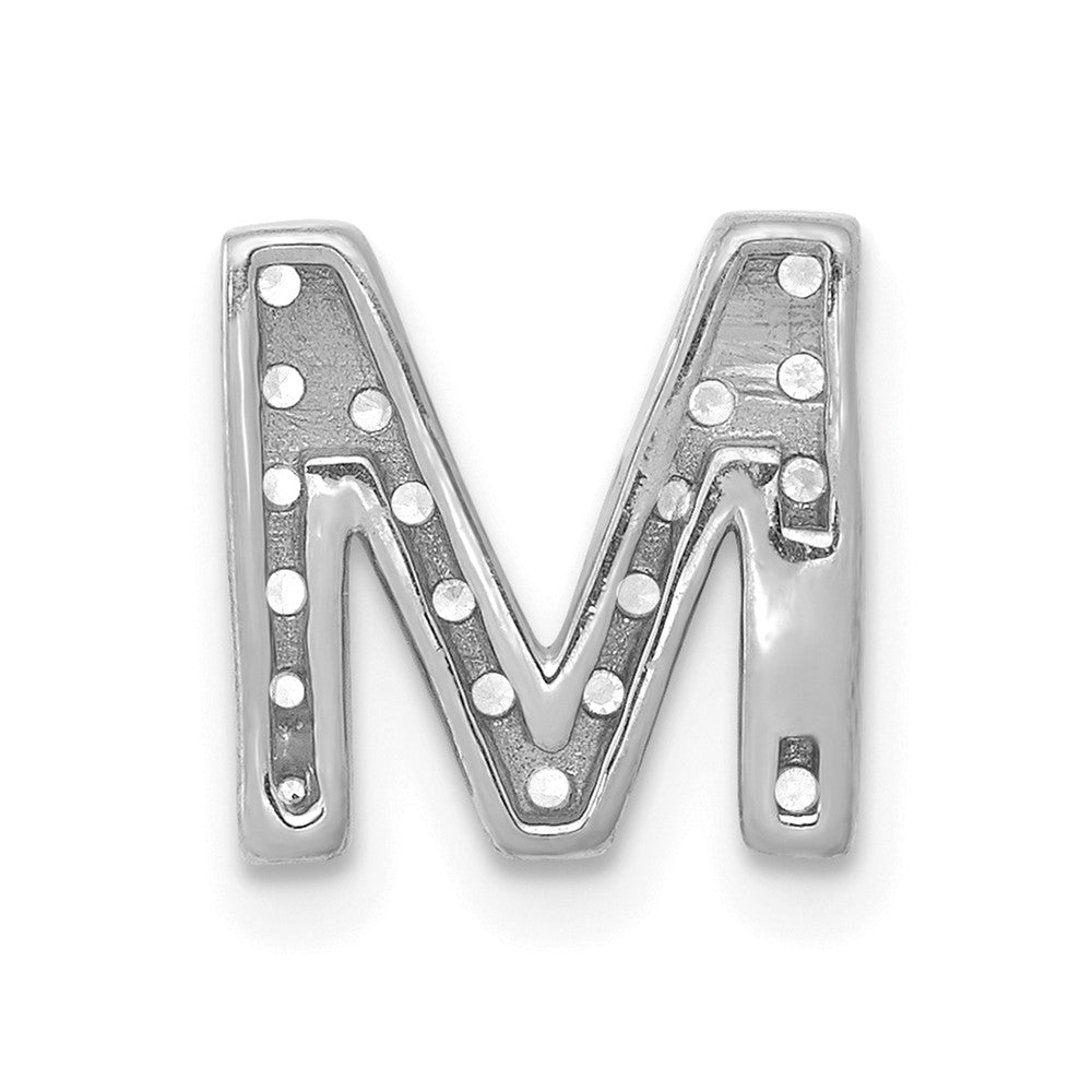 14K  White Gold Diamond Letter M Initial Charm
