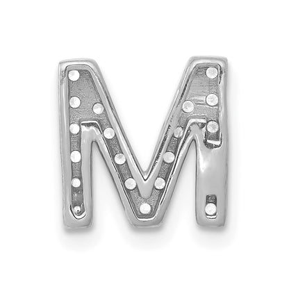 14K  White Gold Diamond Letter M Initial Charm