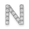 14K  White Gold Diamond Letter N Initial Charm