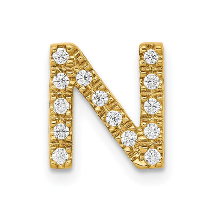 14K  Diamond Letter N Initial Charm