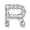14K  White Gold Diamond Letter R Initial Charm