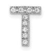 14K  White Gold Diamond Letter T Initial Charm