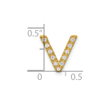 10K  Diamond Letter V Initial Charm