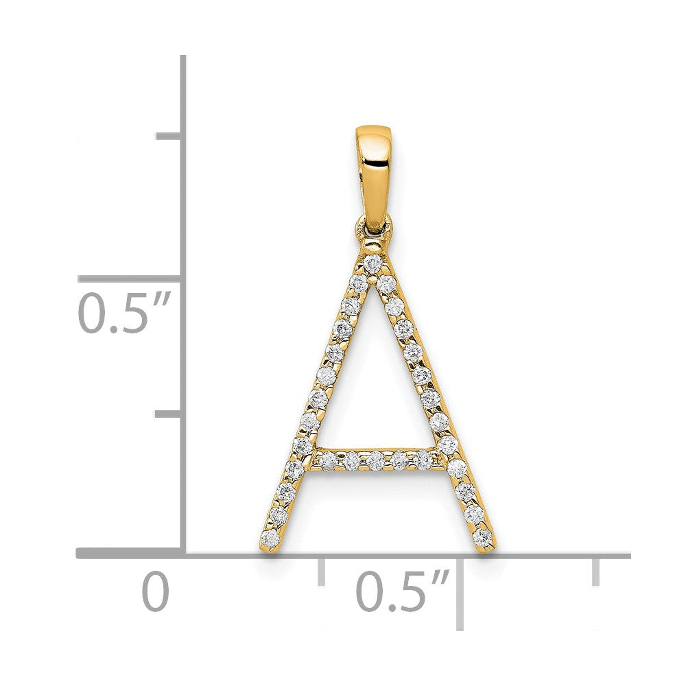 14K Diamond Letter A Initial Pendant