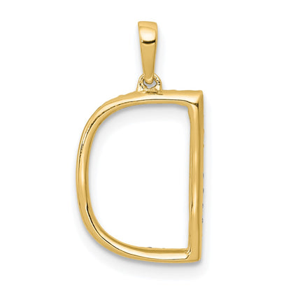 14K Diamond Letter D Initial Pendant