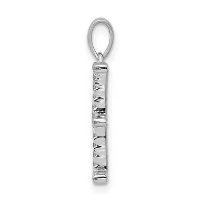 14K White Gold Diamond Letter E Initial Pendant