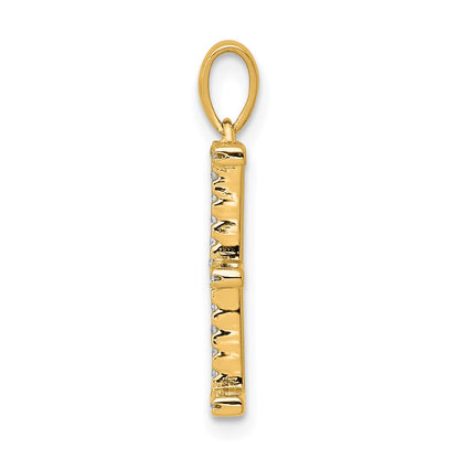 14K Diamond Letter E Initial Pendant