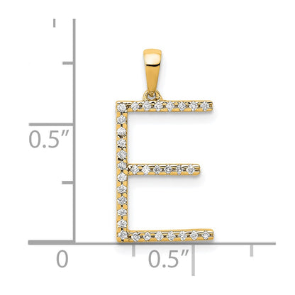 14K Diamond Letter E Initial Pendant