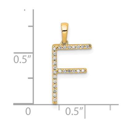 14K Diamond Letter F Initial Pendant