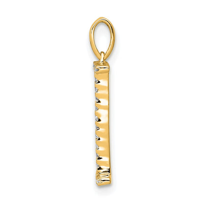 14K Diamond Letter I Initial Pendant