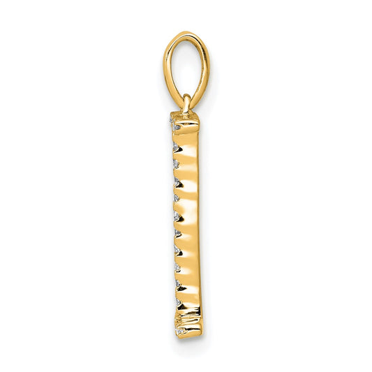 14K Diamond Letter I Initial Pendant