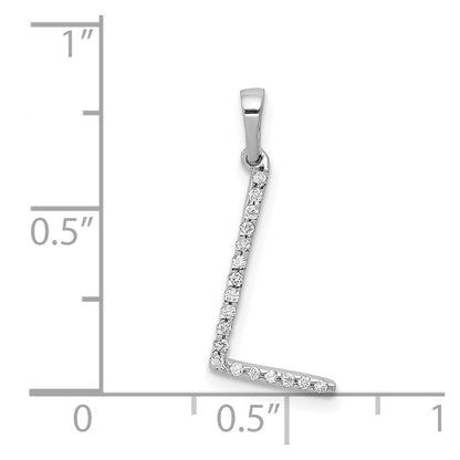 14K White Gold Diamond Letter L Initial Pendant