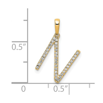 14K Diamond Letter N Initial Pendant