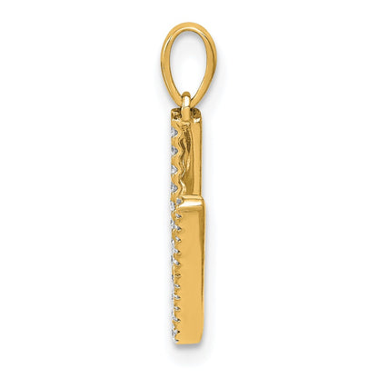 14K Diamond Letter V Initial Pendant