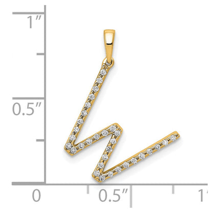 14K Diamond Letter W Initial Pendant