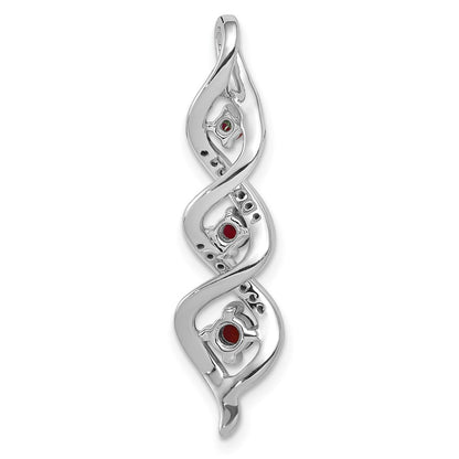 10k White Gold 1/15 carat Lab Grown Diamond VS/SI+ G+ and Lab Created Ruby Twist Chain Slide Pendant