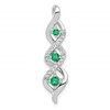 10k White Gold 1/15 carat Diamond and Emerald 3-stone Twisted Chain Slide