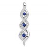 10k White Gold 1/15 carat Diamond and .26 Sapphire 3-stone Twisted Chain Slide
