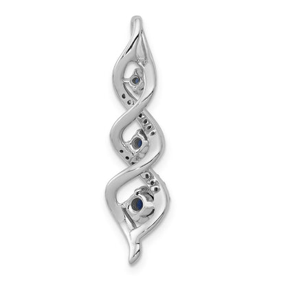 14k White Gold 1/15 carat Lab Grown Diamond VS/SI+ G+ and Lab Created Blue Sapphire Twist Chain Slide Pendant
