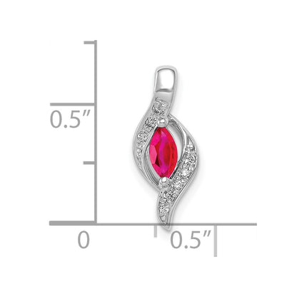10k White Gold 1/20 carat Diamond and Marquise .25 Ruby Pendant