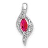 10k White Gold 1/20 carat Diamond and Marquise .25 Ruby Pendant