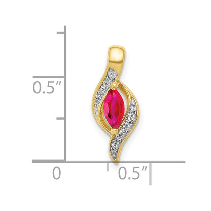 10k 1/20 carat Diamond and Marquise .25 Ruby Pendant