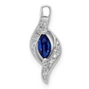 10k White Gold 1/20 carat Diamond and Marquise .29 Sapphire Pendant