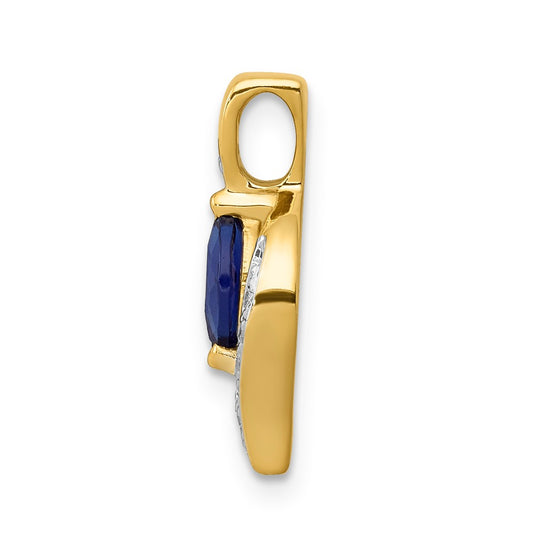 10k 1/20 carat Diamond and Marquise .29 Sapphire Pendant