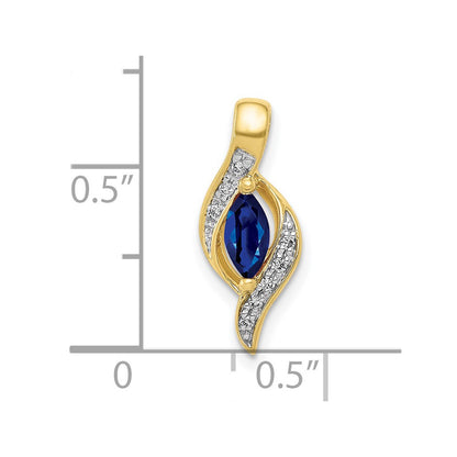 10k 1/20 carat Diamond and Marquise .29 Sapphire Pendant