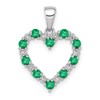10k White Gold .03 carat Diamond and Emerald Heart Pendant