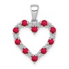 10k White Gold .03 carat Diamond and .35 Ruby Heart Pendant