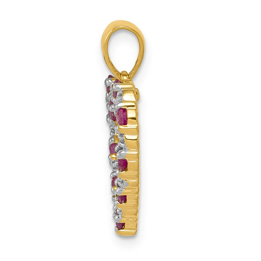 10k .03 carat Diamond and .35 Ruby Heart Pendant