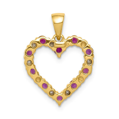 10k .03 carat Diamond and .35 Ruby Heart Pendant