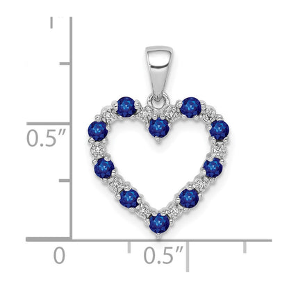 10k White Gold .03 carat Diamond and Sapphire Heart Pendant