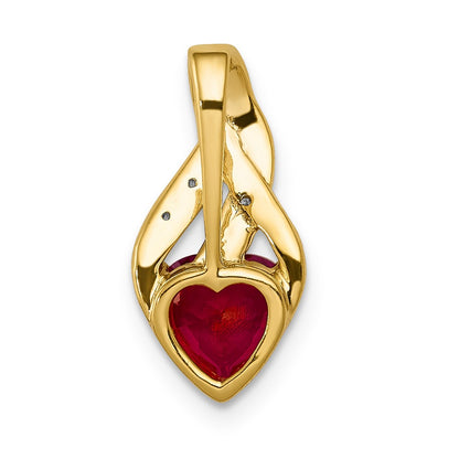10k .01 carat Diamond and Lab-Created Ruby Heart Slide