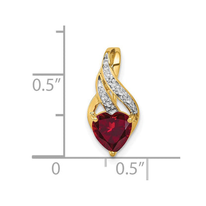 10k .01 carat Diamond and Lab-Created Ruby Heart Slide