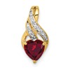 10k .01 carat Diamond and Lab-Created Ruby Heart Slide
