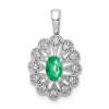 14k White Gold 1/6 carat Lab Grown Diamond VS/SI+ G+ and Lab Created Emerald Pendant
