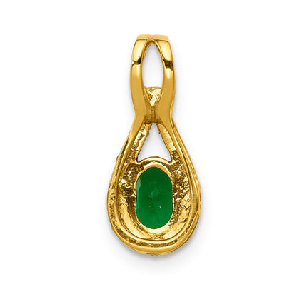14k 1/10 carat Lab Grown Diamond VS/SI+ G+ and Lab Created Emerald Pendant