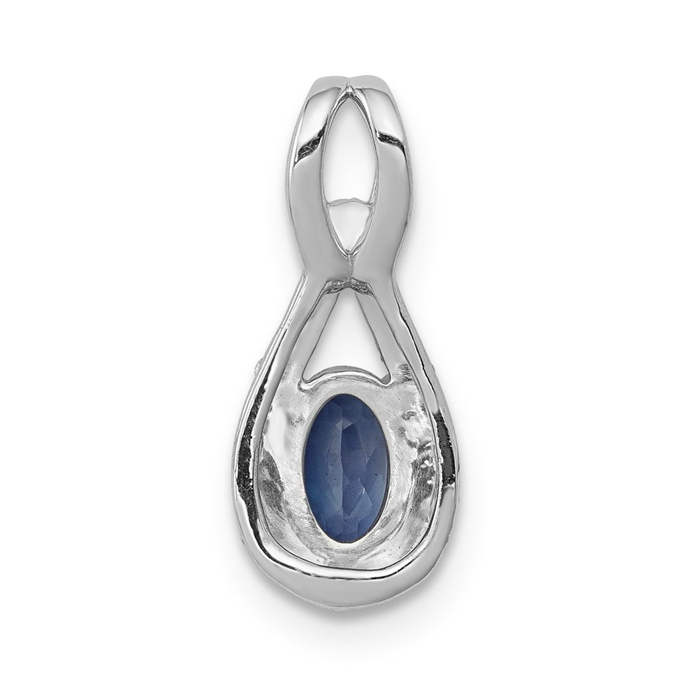 14k White Gold 1/10 carat Lab Grown Diamond VS/SI and Lab Created Blue Sapphire Pendant