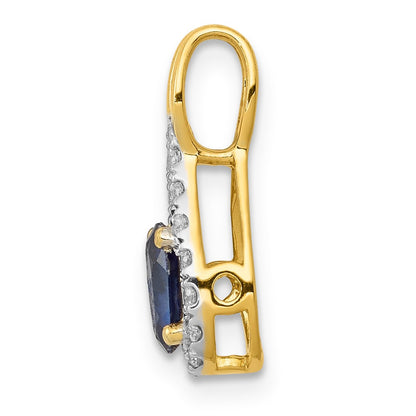 14k 1/10 carat Lab Grown Diamond VS/SI+ G+ and Lab Created Blue Sapphire Pendant