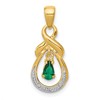10k Pear Emerald and .01 carat Diamond Teardrop Dangle Pendant