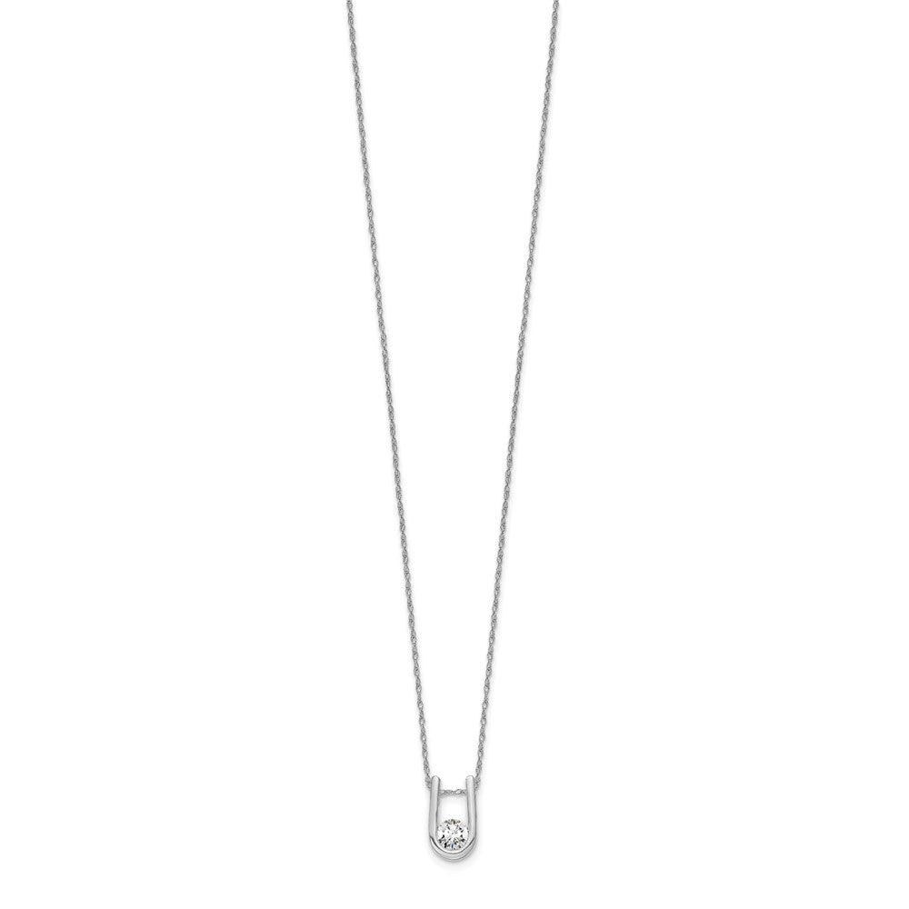 14k White Gold 1/3 carat Lab Grown Diamond VS/SI+ G+ Round Complete 18 inch U-Shape Pendant Necklace