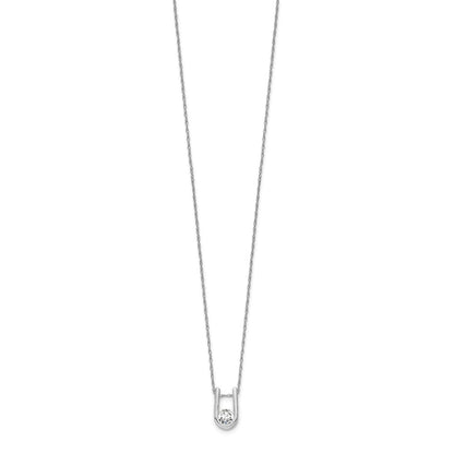 14k White Gold 1/3 carat Lab Grown Diamond VS/SI+ G+ Round Complete 18 inch U-Shape Pendant Necklace